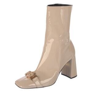 Versace Pattern Leather Cream Boots Size 37.5 New